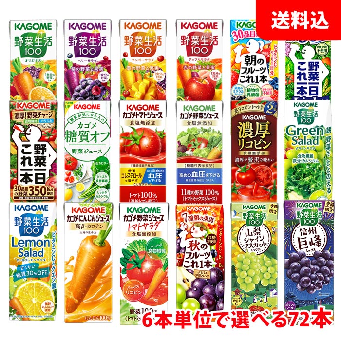 送料無料 カゴメ 野菜生活200ml (季節限定フレバー195ml) が6本単位で選べる72本(3ケース) 野菜ジュース 紙パックのサムネイル