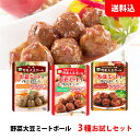 送料無料 メール便 野菜大豆ミートボール 3種お試しセット (デミグラス・トマト・和風) 三育フーズ 大豆ミート