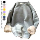 トレーナー 裏起毛 レディース メンズ 無地 おしゃれ 厚手 防寒 大きいサイズ 綿 秋冬 かわいい スウェット 裏ボア お揃い クルーネック ゆったり 送料無...
