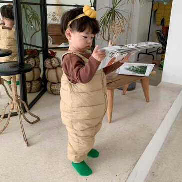 サロペット 子供 ベビー服 ダウンパンツ ロンパース ビブパンツ スノーパンツ 女の子 男の子 キッズ 中綿 無地 防寒 軽量 カジュアル 冬 80 90 100 110 120