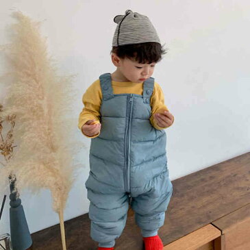 サロペット 子供 ベビー服 ダウンパンツ ロンパース ビブパンツ スノーパンツ 女の子 男の子 キッズ 中綿 無地 防寒 軽量 カジュアル 冬 80 90 100 110 120