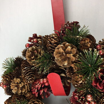 クリスマスリース メタルリースハンガー レッド フック付き