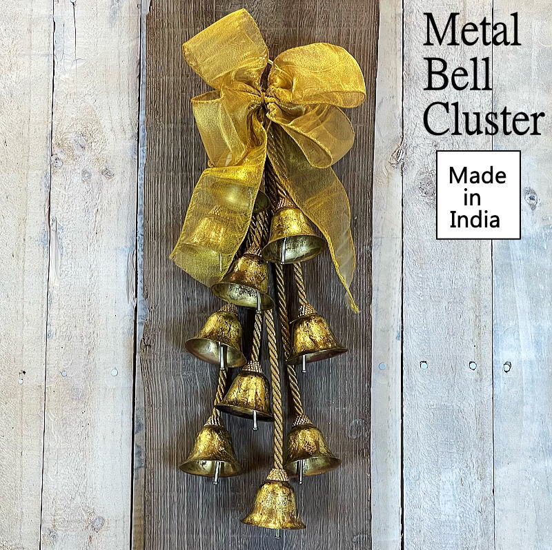 クリスマスベル　45cmメタルベルクラスター　インド製　クリスマス装飾品