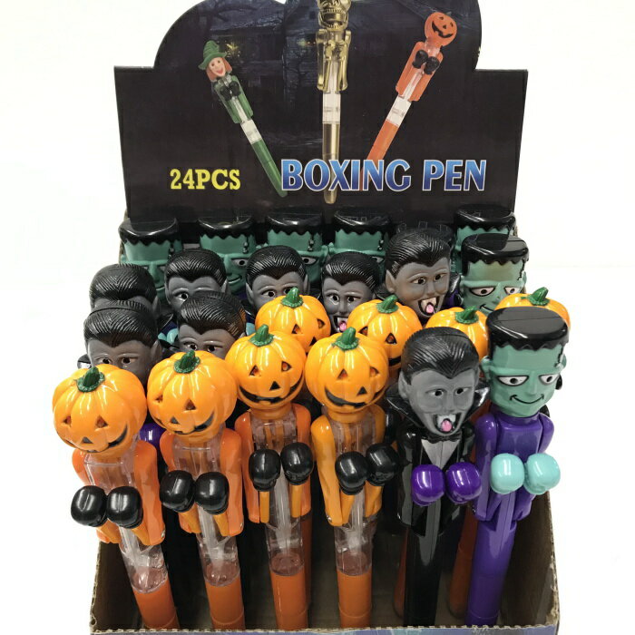 ハロウィンボクシングボールペン　24本セット（3種各8本）ハロウィングッズ　おもちゃ　ボールペン　景品