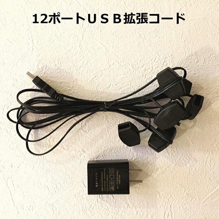 12ポートUSB拡張コード　アダプター付　USB12分配コード