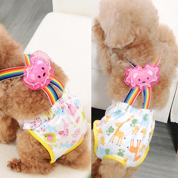 mionの犬用 サニタリーパンツ サスペンダ 猫用 おむつカバー 生理パンツ 犬の尿失禁対策 生理パンツ 洗える しつけ用品 通気性 犬服 ドッグウェア 介護用 発情期 月経期 お出かけ｜アングル2