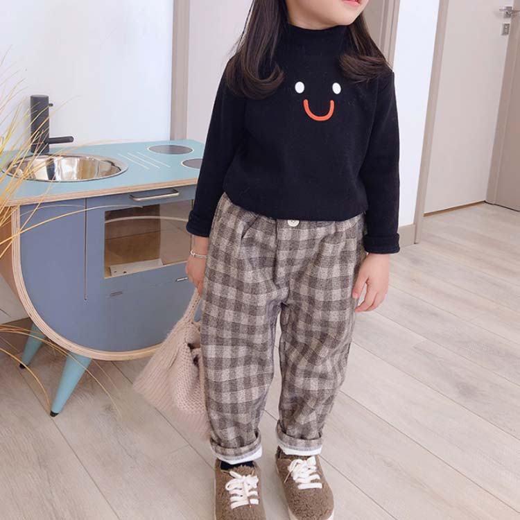 キッズ パンツ ボトムス チェック柄 裏起毛 秋冬 ウールタッチ メルトン ウェストゴム サルエルパンツ レトロ 裏ボア 寒さ対策 ユニセックス 女の子 男の子 子供服 子ども お出かけ 通学 通園 2019新作送料無料