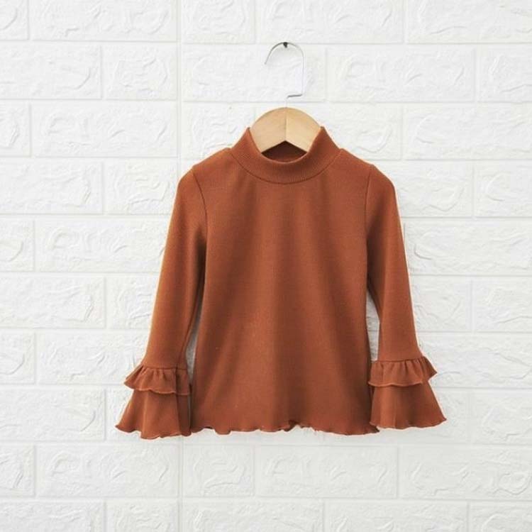女の子 長袖Tシャツ カットソー ニットソー 子供服 キッズ トップス 長袖 ラウンドネック フレア フレア袖 フリル 可愛い インナーシャツ インナーTシャツ インナー 無地 リブニット ベーシック送料無料