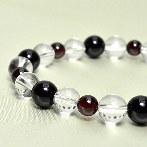 パワーストーン ガーネット 6mm玉・チェコ産オニキス8mm・水晶8mmAAAAA天然石 パワーストーン メンズ レディース ブレスレット ブレス