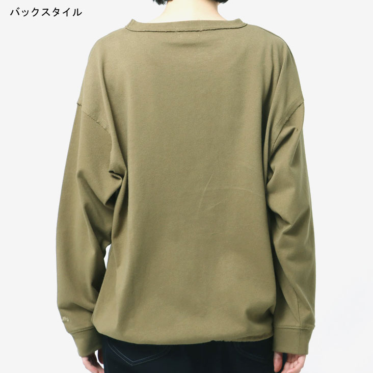 Cafetty カフェッティ トップス プルオーバー チュニック ドロストデザイン シンプル カジュアル レディース 女性 秋 冬 コットン 綿 ポリウレタン ベーシック スッキリ ストレッチ入り ツイルカットソー 優しい肌触り ゆったり ボリューム感 おしゃれ 可愛い 大人