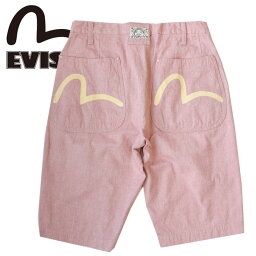 エヴィス エヴィス evisu EVISU ハーフパンツ DICKSON S メンズ 半ズボン シャンブレーレッド ショートパンツ made in JAPAN 日本製 綿100％ ロゴ ポケット ジッパーフライ 恵比寿 山根英彦 個性的 涼しい かっこいい 動きやすい プレゼント ラッピング ギフト