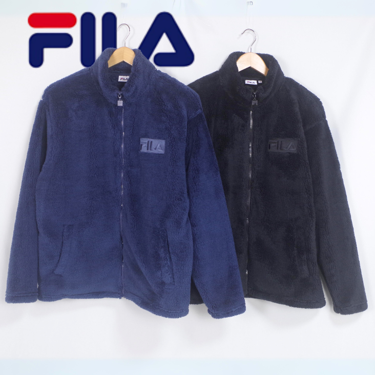 FILA フィラ ボアフリースジャケット メンズ レディース ユニセックス オーバーサイズ ゆったり ボア スタンドジャケット カジュアル 柔らかい 肌触り良い ロゴ刺繍 アウトドア アウター おしゃれ トレンド シンプル ファスナー ジップアップ 暖かい 防寒 冬