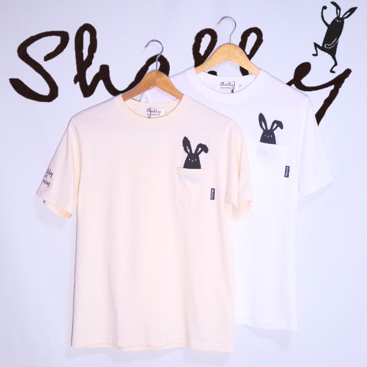 楽天ミトマン楽天市場店Shabby シャビー ポケット半袖T サガラ刺繍 半袖 春 夏 動物 アニマル シャビーくん うさぎ プリント ポケT ポケット カジュアル メンズ レディース ユニセックス 家族コーデ 親子コーデ おそろい ゆるキャラ キャラ キャラT コットン 綿100％