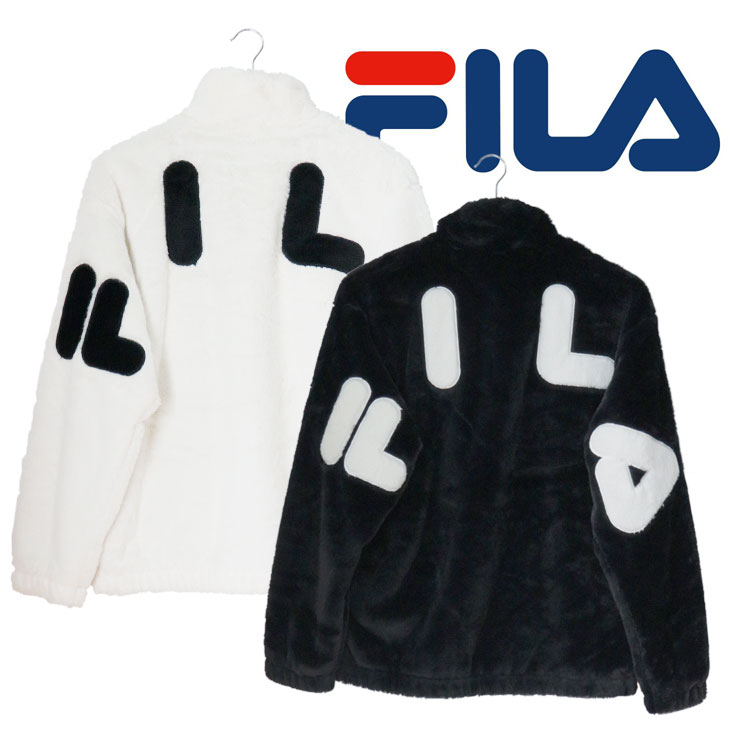 FILA フィラ フェイクファージャケット メンズ レディース ユニセックス 男女兼用 巨大ロゴ 秋服 冬服 長袖 おしゃれ 可愛い シンプル カジュアル ファスナー ジップアップ ゆったり