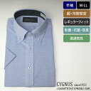 CYGNUSボタンダウン半袖ワイシャツ【ライトブルー / ドビー織柄】