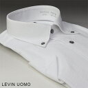 LEVIN UOMOボタンダウン半袖ワイシャツ【ホワイト / 無地】