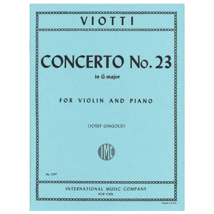 【ヴァイオリン楽譜】ヴァイオリン協奏曲第23番ト長調（ギンゴールド校訂）/Concerto No. 23 in G G 98