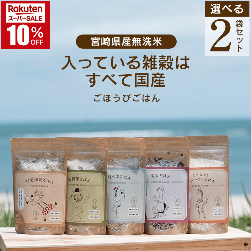 ＼楽天スーパーSALE10%OFF ／ごほうびごはん 選べる2袋セット DANBO DELI 2合 無洗米 雑穀入り 宮崎県産 国産 雑穀米 キャンプ 非常食 送料無料 ポスト投函 ダンボデリ だんぼでり お家カフェ …