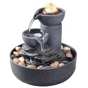 卓上 噴水 滝のオブジェ テーブルトップファウンテン インテリア噴水 GOSSI Tabletop Fountain Indoor Fountain 2-Tiered Water Fountain Meditation Decorative Waterfall Fountain w/ LED/Cobblestone/ Glass Rolling Ball Soothing Sounds for Of 