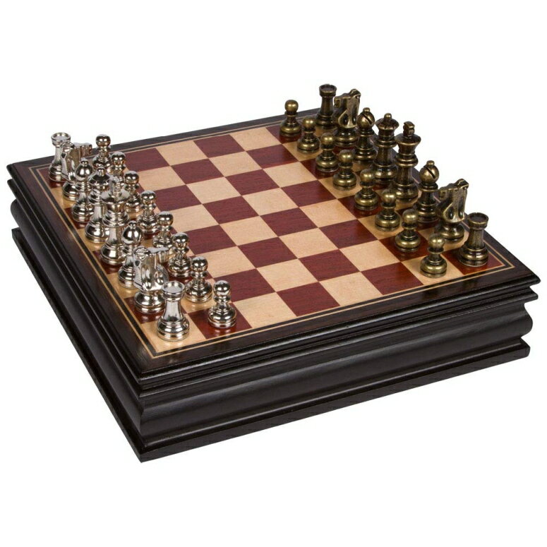チェスセット Bancroft Chess Inlaid Wood Board Game with Metal Pieces, 2.5 Inch King, and Extra Queens (Medium 12 x 12 Inch Set) 【並行輸入品】