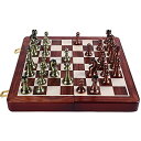 チェスセット Agirlgle International Chess Set with Folding Wooden Chess Board and Classic Handmade Standard Pieces Metal Chess Set for Kids Adult 【並行輸入品】