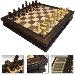 チェスセット 4 Less CO 19" Large Deluxe Chess Board Game Set Box Inlaid Walnut Wood Pieces 1208M 【並行輸入品】