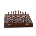 チェスセット Medieval British Army Antique Copper Metal Chess Set for Adults, Handmade Pieces and Natural Solid Wooden Chess Board with Pearl Design Around Board and Storage Inside King 2,75 inc 【並行輸入品】