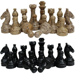 チェスセット RADICALn Marble Big Board Games Complete Black and Coral Chess Figures - Suitable for 16 - 20 Inches Chess Board - Antique 32 Chess Figures Set - Completely Marble Handmade Non-Wooden Chess Pieces 【並行輸入品】