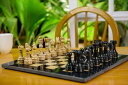 チェスセット RADICALn 15 Inches Large Handmade Black and Fossil Coral Weighted Marble Full Chess Game Set Staunton and Ambassador Gift Style Marble Tournament Chess Sets 【並行輸入品】