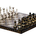 チェスセット Shyam Antique Creation Collectible Premium Luxury Large Size Brass Solid Metal Chess Set for Adults and Kids Classic Pieces with Board, Set, Silver & Black, 10X10X4 Inches 【並行輸入品】