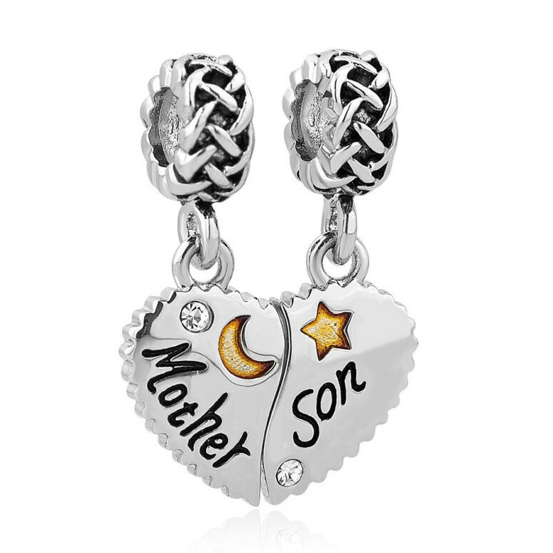 チャーム ブレスレット バングル用 CharmSStory チャームズストーリー CharmSStory Heart Love Mom Mother Daughter Son Charm Dangle Beads Charms for Bracelets 【並行輸入品】