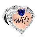 `[ uXbg oOp CharmSStory `[YXg[[ CharmSStory Rose Gold Wife Heart Love Charms Beads for Bracelets & Necklaces / Blue ysAiz