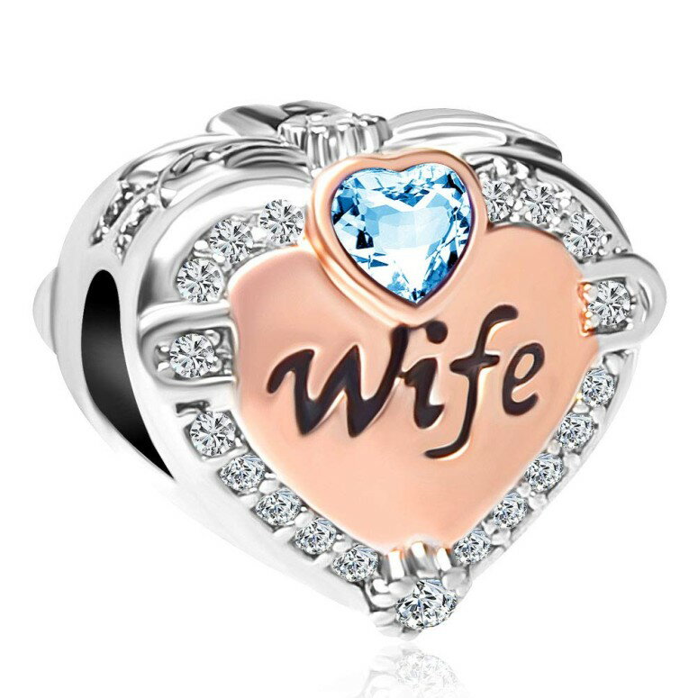 チャーム ブレスレット バングル用 CharmSStory チャームズストーリー CharmSStory Rose Gold Wife Heart Love Charms Beads for Bracelets & Necklaces / March 