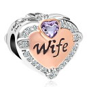 チャーム ブレスレット バングル用 CharmSStory チャームズストーリー CharmSStory Rose Gold Wife Heart Love Charms Beads for Bracelets & Necklaces / Purple 【並行輸入品】