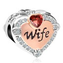 チャーム ブレスレット バングル用 CharmSStory チャームズストーリー CharmSStory Rose Gold Wife Heart Love Charms Beads for Bracelets ＆ Necklaces / Red 【並行輸入品】