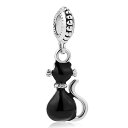 チャーム ブレスレット バングル用 LovelyJewelry ラブリージュエリー LovelyJewelry Black Cat Animal Dangle Charm Beads For Charms Bracelet 【並行輸入品】