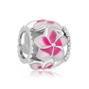 `[ uXbg oOp LovelyJewelry u[WG[ LovelyJewelry Enamel Pink Open Petal Flower Beads For Bracelet ysAiz