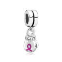 チャーム ブレスレット バングル用 ShinyJewelry シャイニージュエリー ShinyJewelry Pink Ribbon Fight Breast Cancer Charm Boxing Glove Dangle Bead for Bracelet 【並行輸入品】