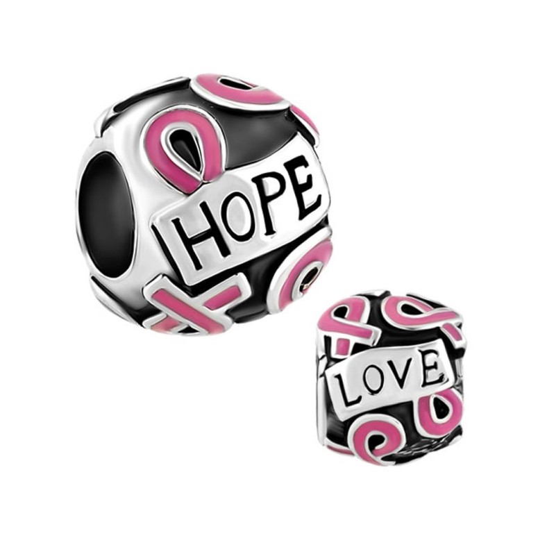 チャーム ブレスレット バングル用 ShinyJewelry シャイニージュエリー ShinyJewelry Breast Cancer Awareness Pink Ribbon Charm Hope Love Bead for Bracelet 【並行輸入品】