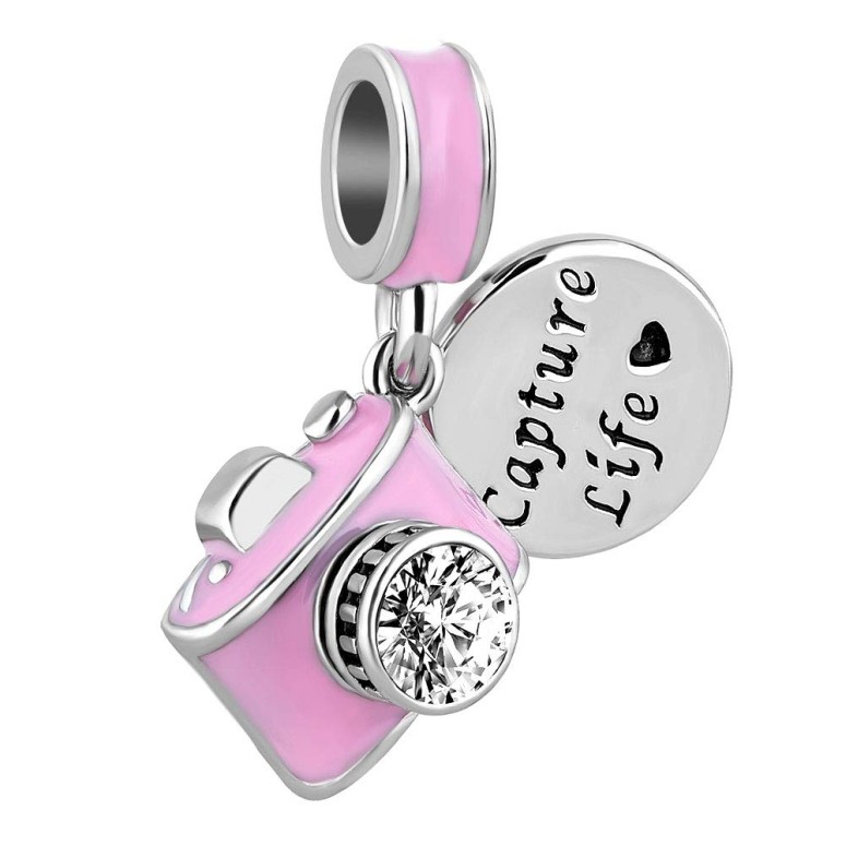 チャーム ブレスレット バングル用 ShinyJewelry シャイニージュエリー ShinyJewelry Love Camera Charm Capture Life Travel Dangle Bead for Bracelet / Pink 【並行輸入品】