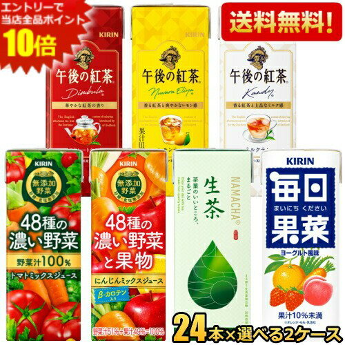 Carrot - 【送料無料】キリン 無添加野菜 午後の紅茶 生茶 毎日果菜 200ml 250ml 紙パック 48本セット(24本×選べる2ケース) ジュース 野菜ジュース コーヒー トマトミックスジュース にんじんミックス お茶 紅茶 ※北海道800円・東北400円の別途送料加算