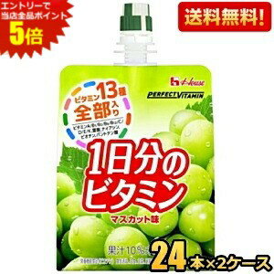 エントリーで全品ポイント5倍★【送料無料】ハウスウェルネス パーフェクトビタミン 1日分のビタミンゼリー マスカット味 180gパウチ 48個(24個×2ケース) [栄養機能食品(ビオチン)] PERFECT VITAMIN ※北海道800円・東北400円の別途送料加算
