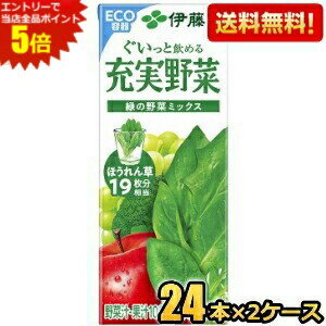 エントリーで全品ポイント5倍★【送料無料】伊藤園 充実野菜 緑の野菜ミックス 200ml紙パック 48本(24本×2ケース) [野菜ジュース] ※北海道800円・東北400円の別途送料加算 [39ショップ]