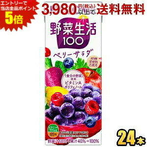 野菜生活100ベリーサラダは20種類の野菜と6種類の果実を使用した野菜果実ミックスジュースです。ぶどうと3種類のベリーの芳醇な味わいを楽しみながら1食分の野菜とビタミンAとポリフェノールが摂れるので家族みんながおいしく手軽に野菜を補える野菜飲料です。 商品詳細 メーカー カゴメ 原材料 野菜（にんじん、紫いも、紫キャベツ、赤じそ、はくさい、ブロッコリー、ケール、アスパラガス、メキャベツ（プチヴェール）、パセリ、セロリ、ほうれん草、レタス、かぼちゃ、クレソン、ビート、赤ピーマン、キャベツ、たまねぎ、だいこん）、果実（りんご、ぶどう、レモン、ブルーベリー、ラズベリー、クランベリー）／クエン酸、香料 栄養成分 （200mlあたり)エネルギー83kcal 賞味期限 （メーカー製造日より）270日 備考 未開封は、常温保存可能