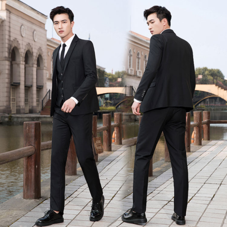 選べる2タイプ！メンズスーツ スーツ 3点セット テーラードジャケット ベスト シャツ ズボン 2つボタン スリーピーススーツ スリムスーツ 春夏 秋冬 男性 ビジネス フォーマル 結婚式 面接 オシャレ 大きいサイズ ブラック ネイビー グレー ワイン