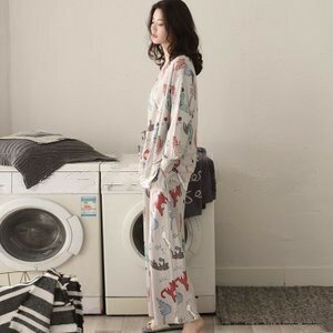 パジャマ 長袖 プリント 寝巻き 綿 ロングパンツ パジャマ レディース 上下セット ランジェリー 部屋着 ネグリジェ 春夏秋 おしゃれ