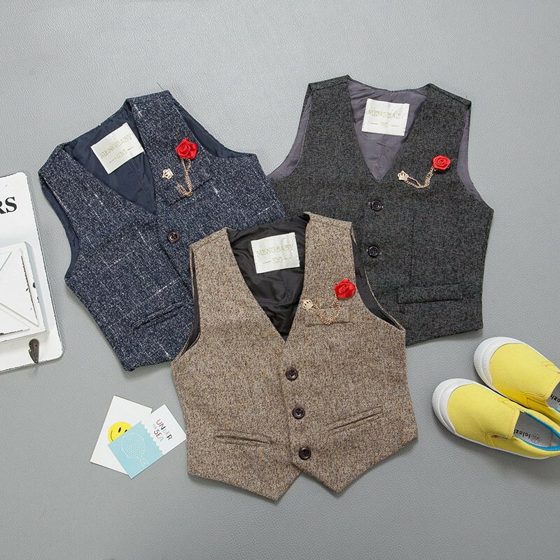 送料無料2021新品 男の子ベストキッズベストフォーマルスーツベスト秋冬チェック韓国入園式 卒園式 結婚式 ジュニア 七五三 発表会