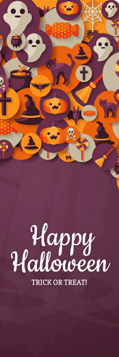 Rakuten - 既製デザイン のぼり 旗 ハロウィン Happy Halloween TRICK OR TREAT! 紫