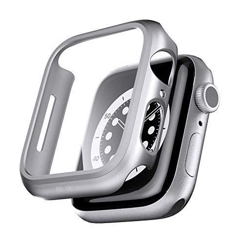 PZOZ Apple Watch 6/SE/5/4 ケース 保護フィルム アップルウォッチ6 カバー 全面保護 耐衝撃 PC アクセサリー 対応 (40mm, シルバー)