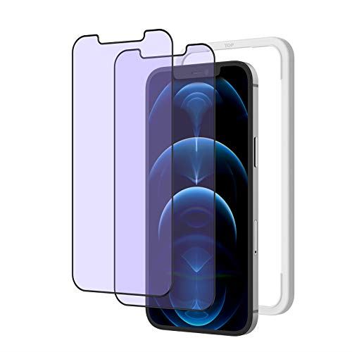 ブルーライトカット 2枚セット NIMASO ガラスフィルム iPhone 12 pro max 用 強化ガラス 液晶保護フィルム 眼精疲労軽減ガイド枠付き